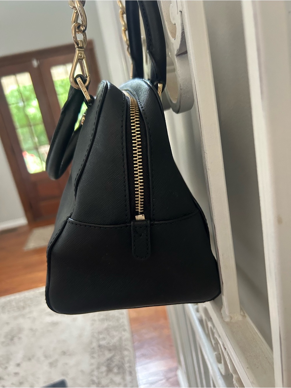 MICHAEL by Michael Kors Black Dome Satchel with Gold Hardware - Picture 5 of 9